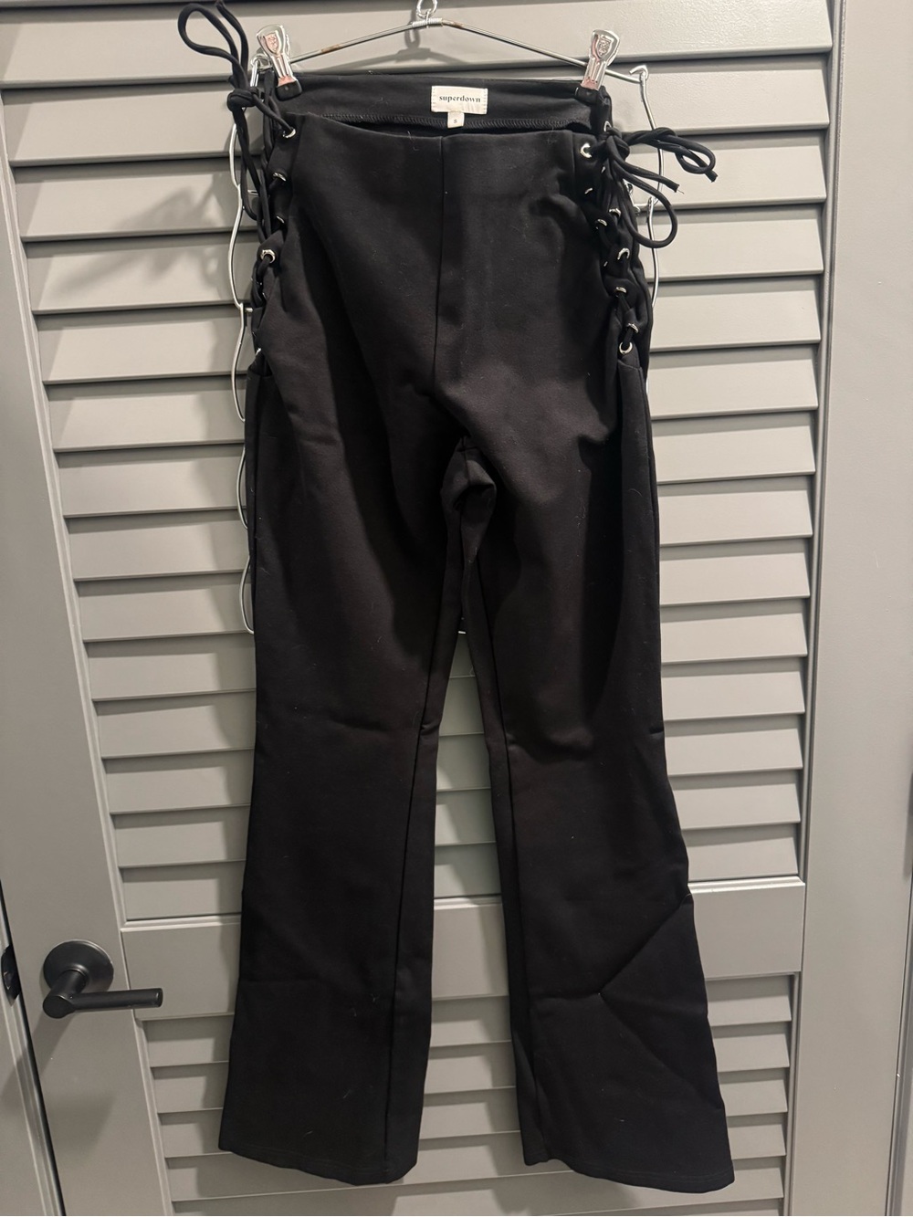 Black Lace-Up Side Flare Pants Superdown